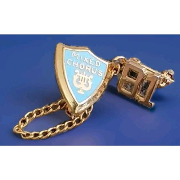Vintage 1981 Mixed Chorus Lapel Pin / Tie Tack Pinback button choir high school - Picture 1 of 3